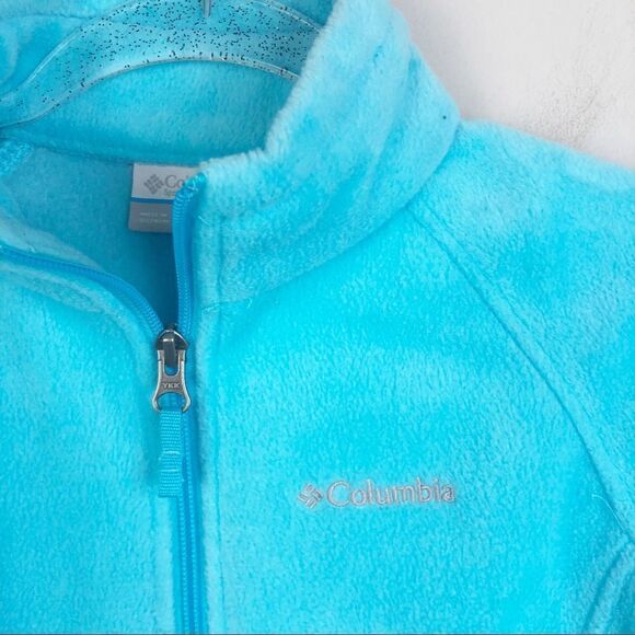 COLUMBIA | Turquoise Zip Front Fleece Jacket Girls Kids M 10/12 - Picture 3 of 8